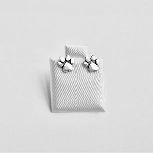 Sterling Silver Heart Paw Print Earring, Silver Dog Stud Earrings, Puppy Earring